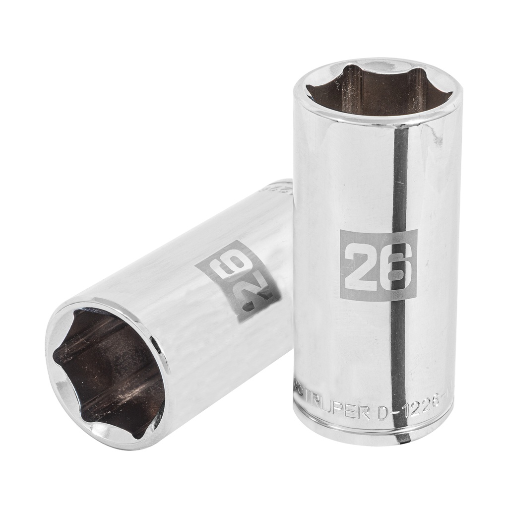 Dado largo de 26 mm, 6 puntas, cuadro 1/2', Truper - Pag 120