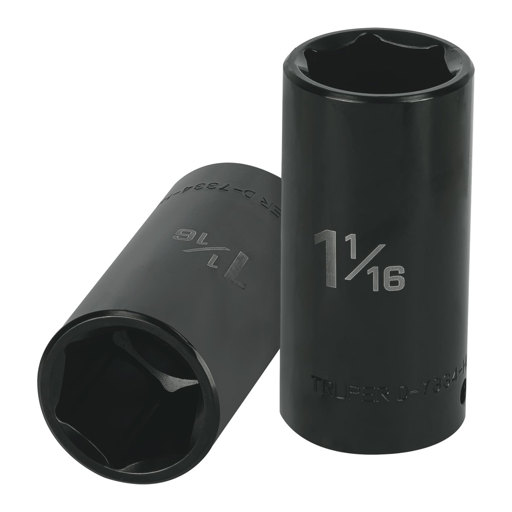 Dado largo impacto de 1-1/16', 6 puntas, cuadro 1/2',Truper - Pag 125