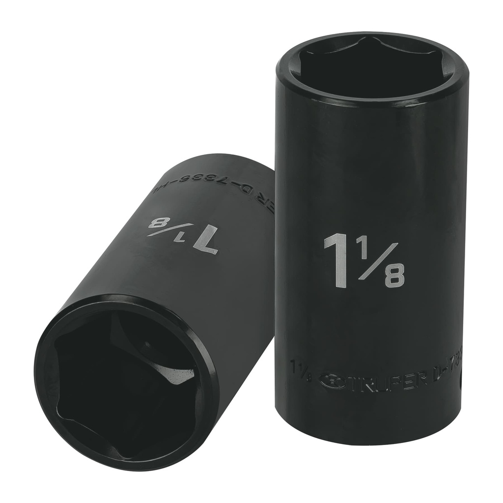Dado largo impacto de 1-1/8', 6 puntas, cuadro 1/2', Truper - Pag 125
