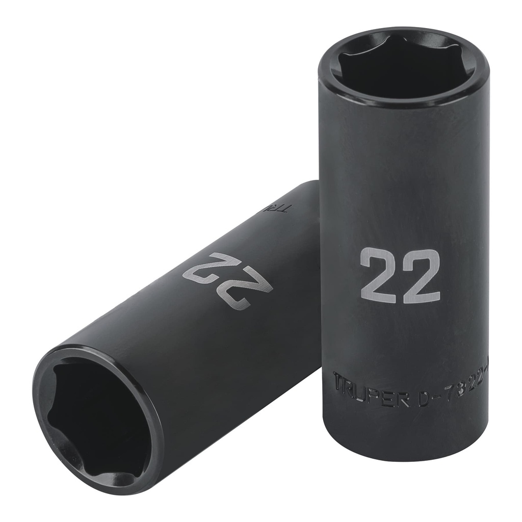 Dado largo impacto de 22 mm, 6 puntas, cuadro 1/2', Truper - Pag 125