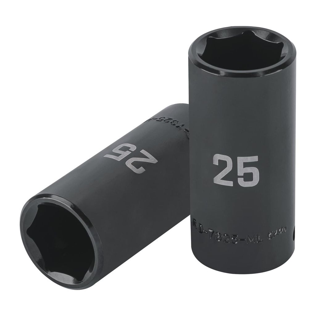 Dado largo impacto de 25 mm, 6 puntas, cuadro 1/2', Truper - Pag 125