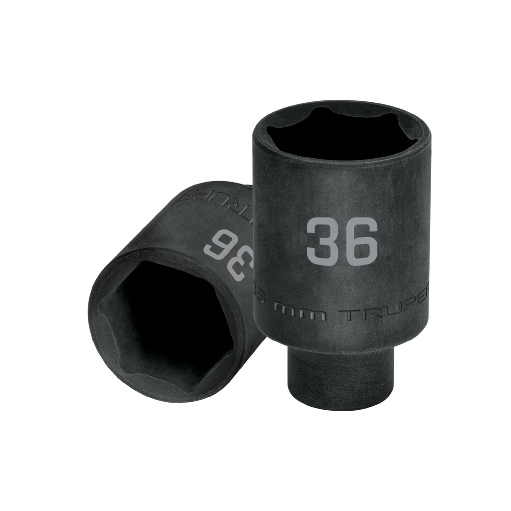 Dado largo impacto de 36 mm, 6 puntas, cuadro 1/2', Truper - Pag 125