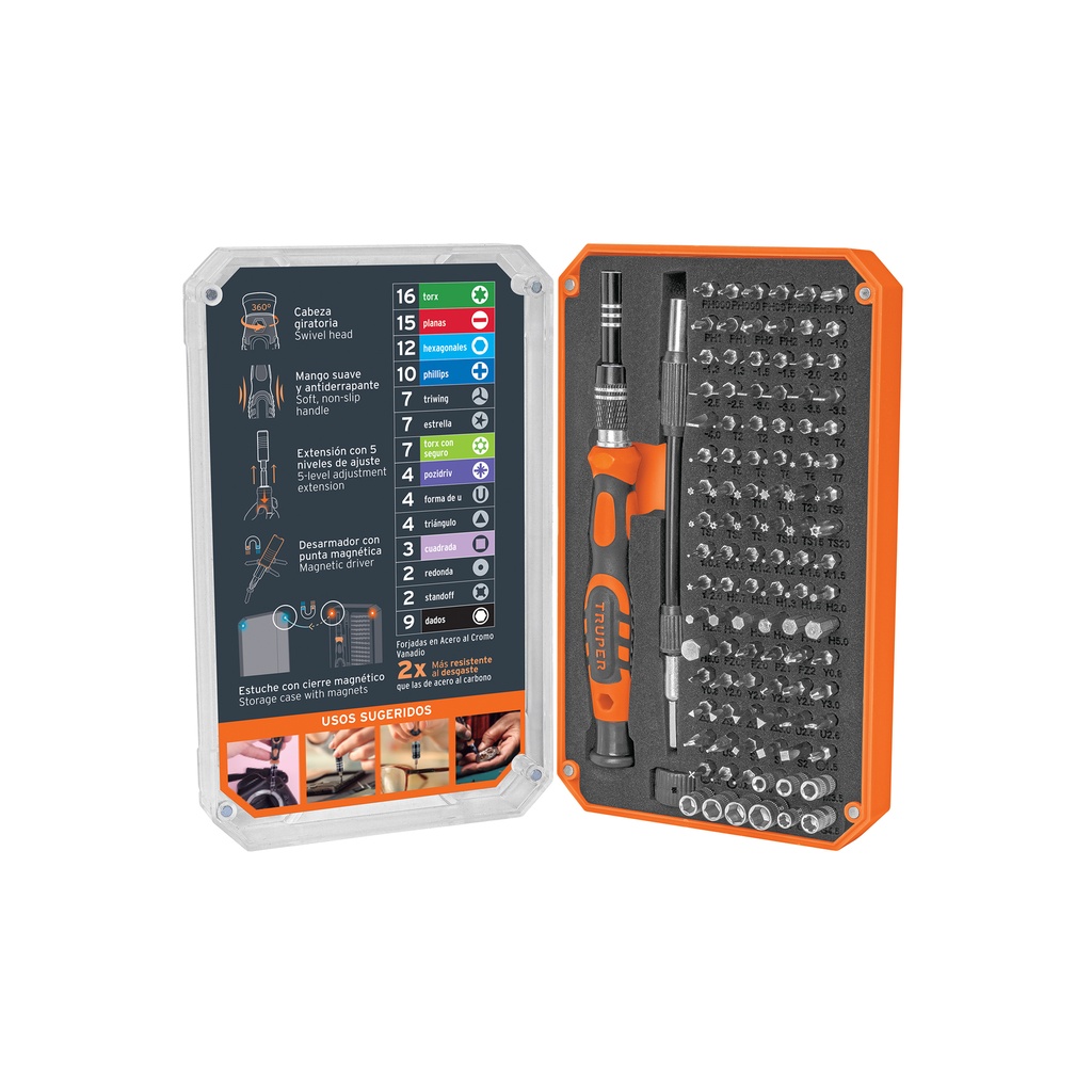 Desarmador de precisión con 106 puntas intercambiables - Pag 135