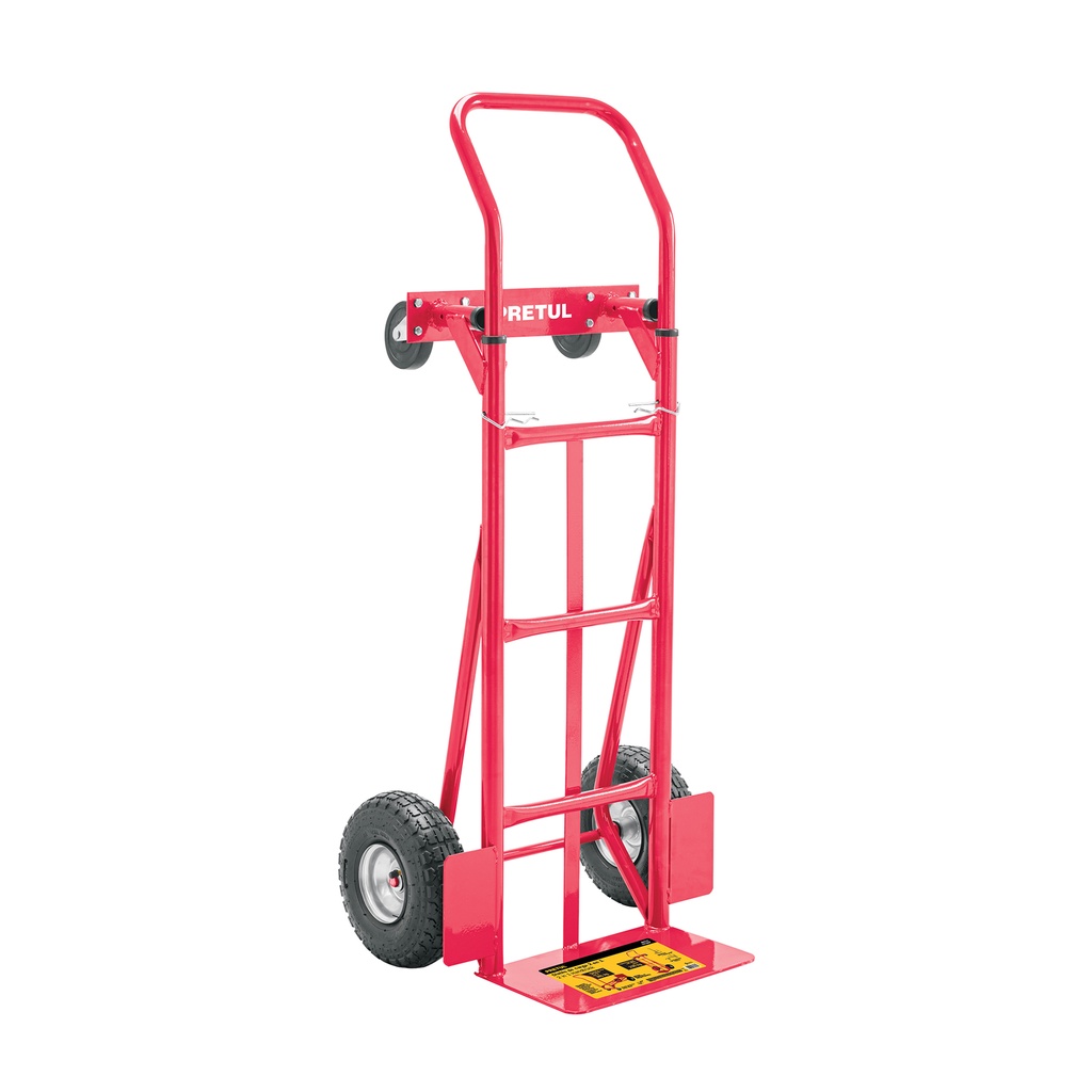 [T42710] Diablo de carga de 385 kg, de plataforma, ruedas neumáticas