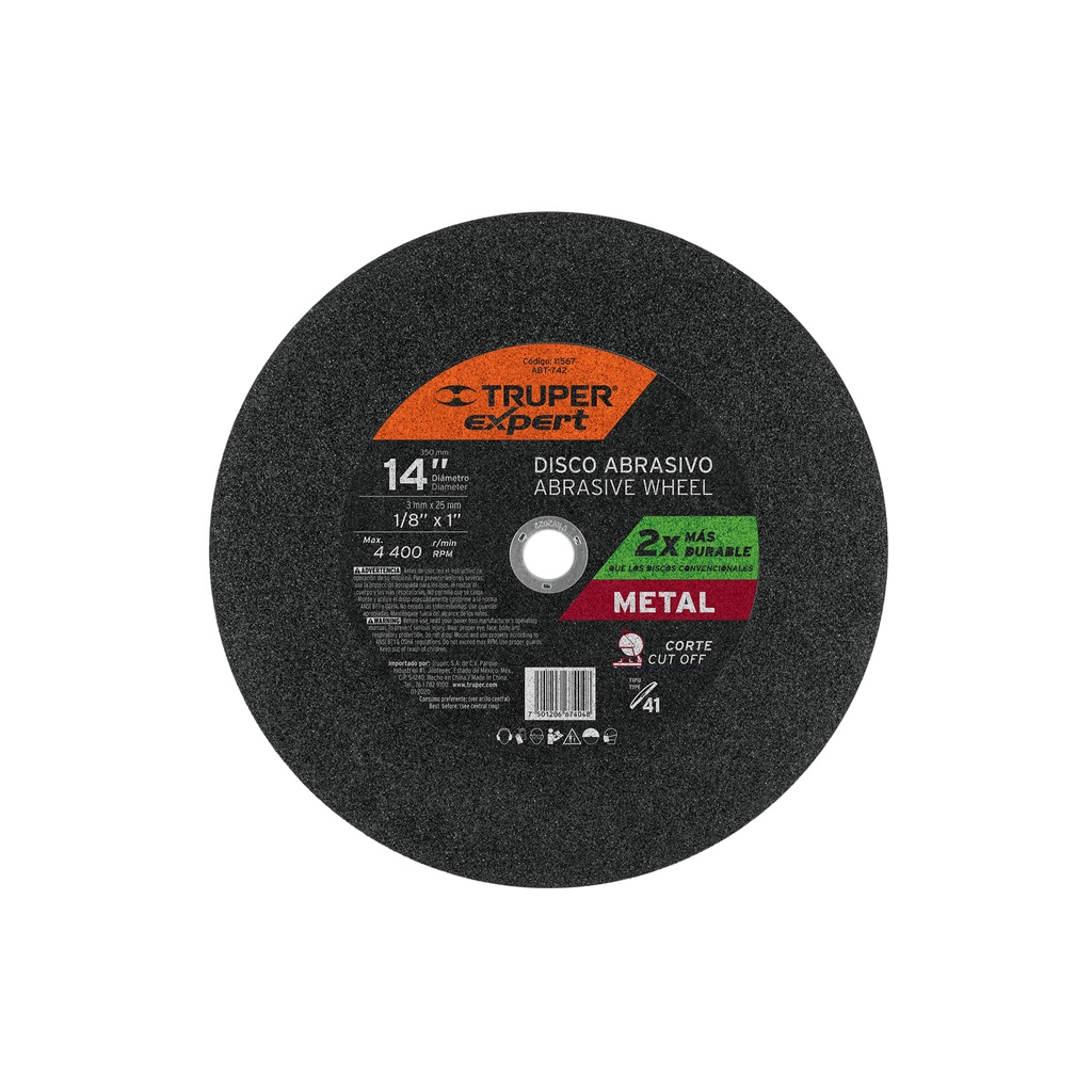 Disco Tipo 41 de 14' x 3 mm para corte de metal, Expert