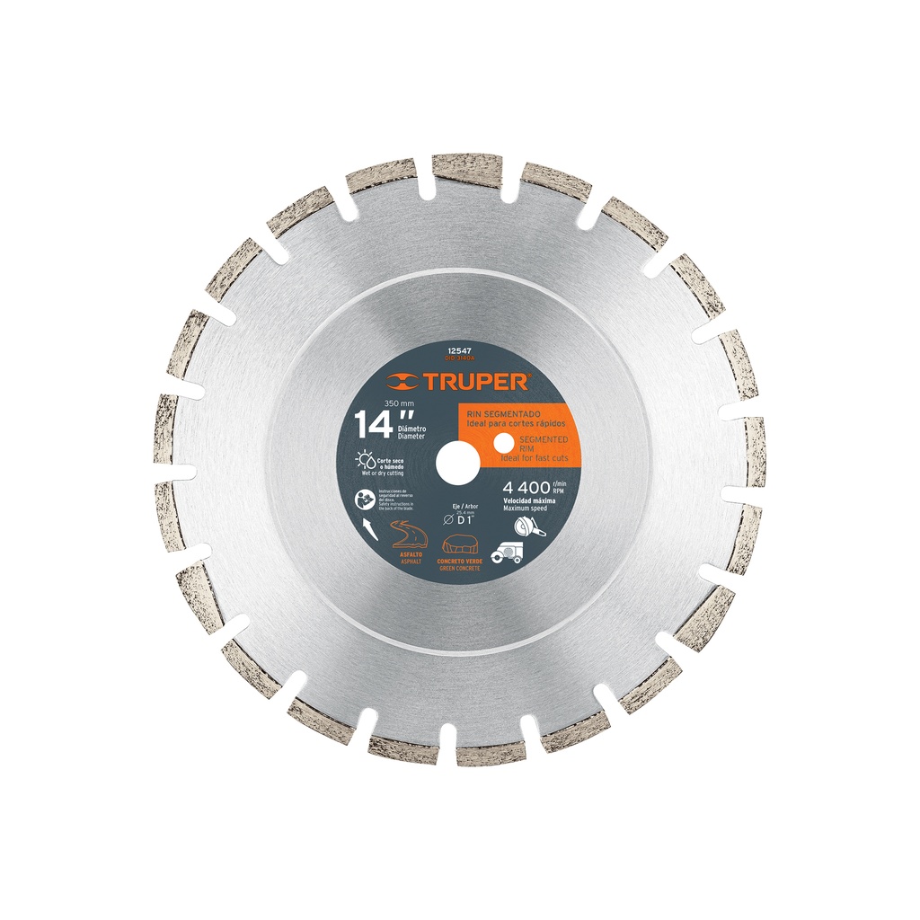 Disco de diamante de 14' x 2.8 mm corte asfalto y concreto