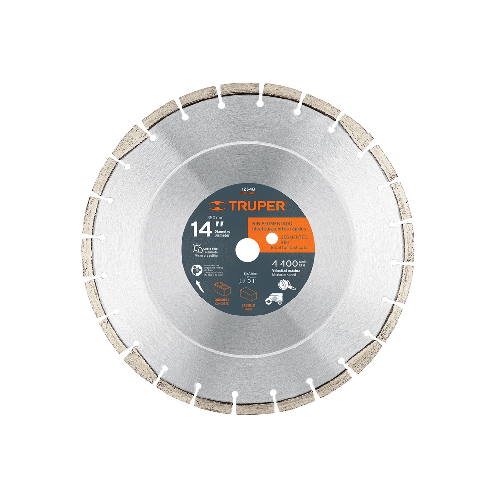 Disco de diamante de 14' x 2.8 mm corte ladrillo y concreto