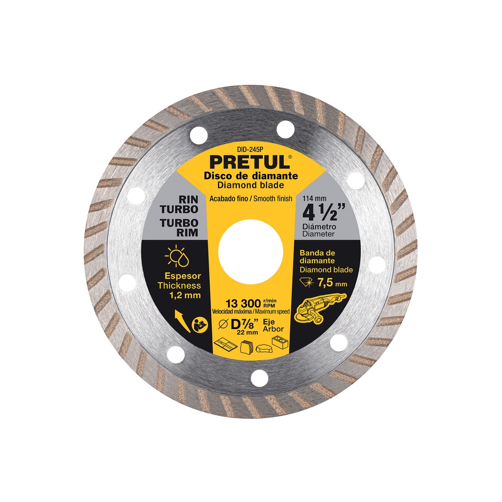 Disco de diamante de 4-1/2' x 1.2 mm rin turbo, Pretul