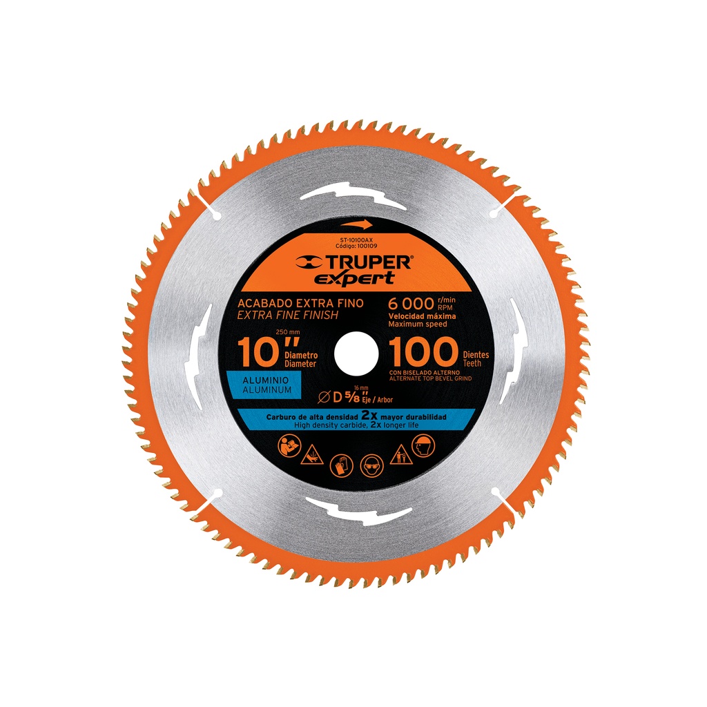 [T100109] Disco sierra 10' p/aluminio, 100 dientes centro 5/8', Expert