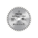 Disco sierra 10' para madera, 40 dientes centro 1', Pretul