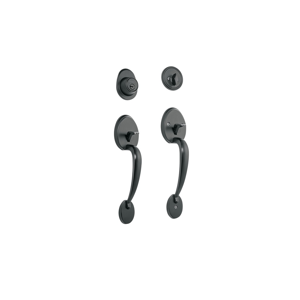 Doble jaladera, perilla y cerrojo llave-mariposa, negro