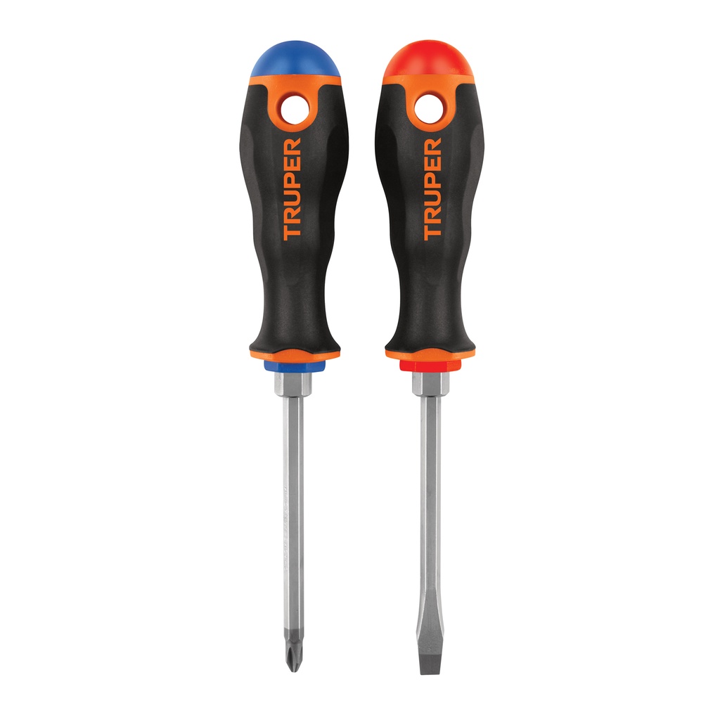 [T19622] Dúo de desarmadores 1/4' x 4' mango Comfort Grip, Truper