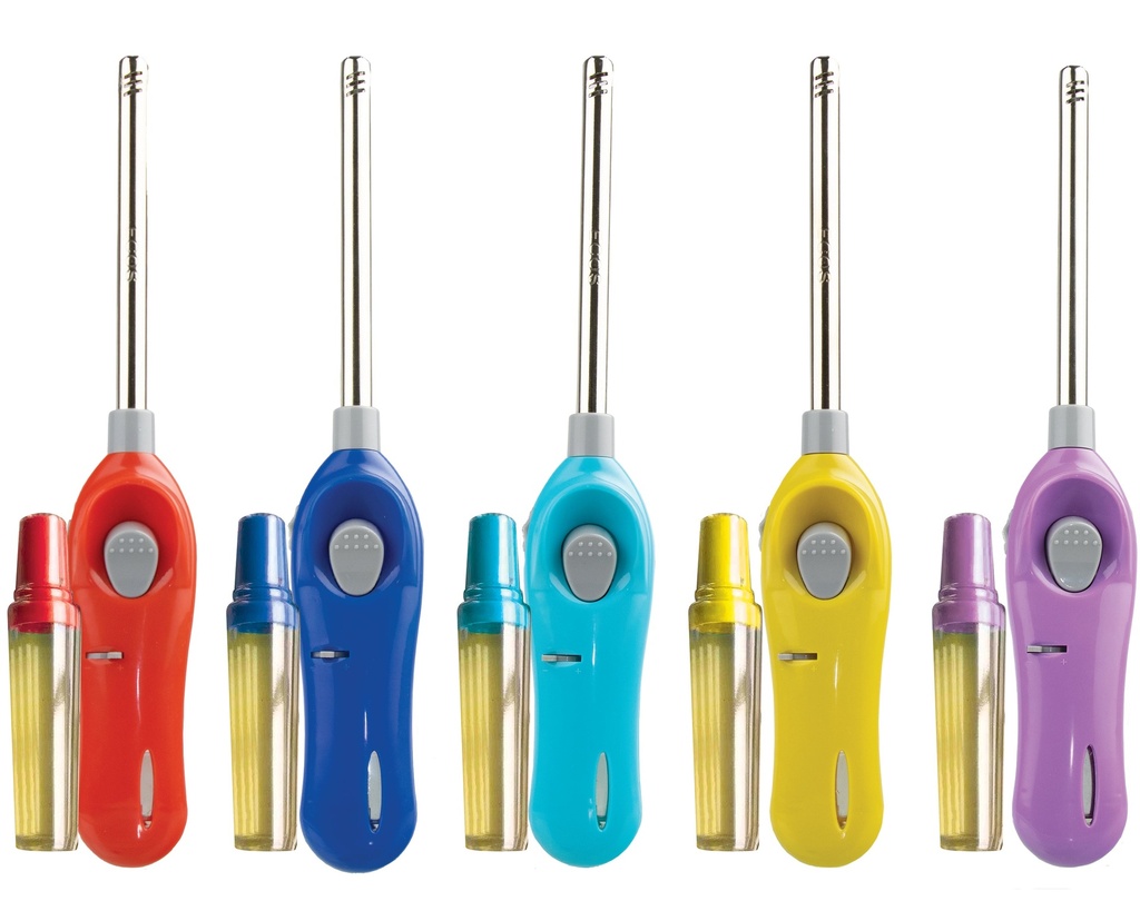 [A310302] Encendedor tipo antorcha con cartucho de gas, colores surtidos