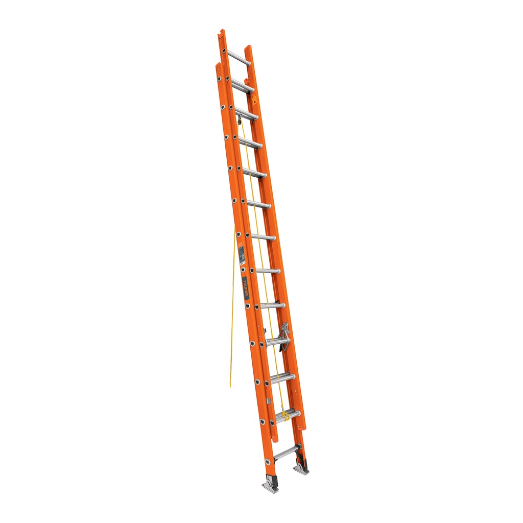 Escalera de extensión, tipo II, 24 peldaños, fibra de vidrio