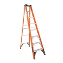 Escalera de tijera, tipo ll, 7 peldaños, fibra de vidrio