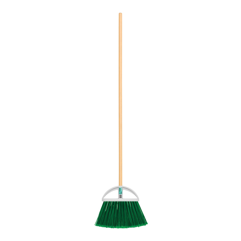 [T57052] Escoba grande tipo abanico, cerdas de PVC, bastón de madera