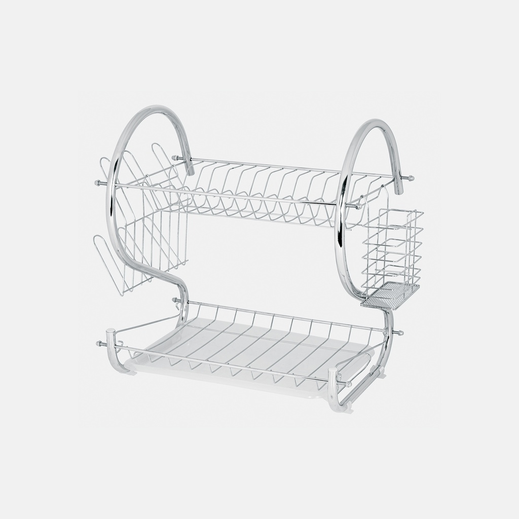 [T47908] Escurridor de acero cromado con 2 niveles para trastes