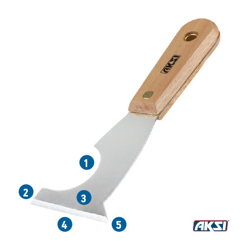 Espátula de 5 funciones, Mango madera