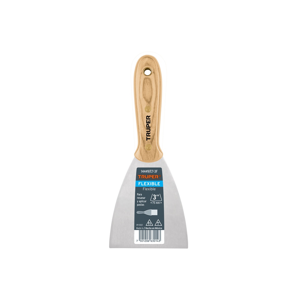 [T14449] Espátula flexible 3' con mango de madera, Truper