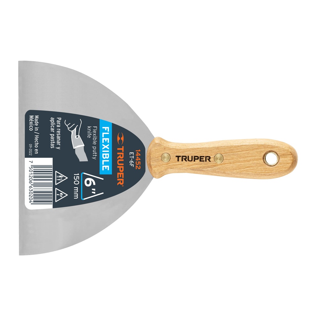 Espátula flexible 6' con mango de madera, Truper - Pag 156