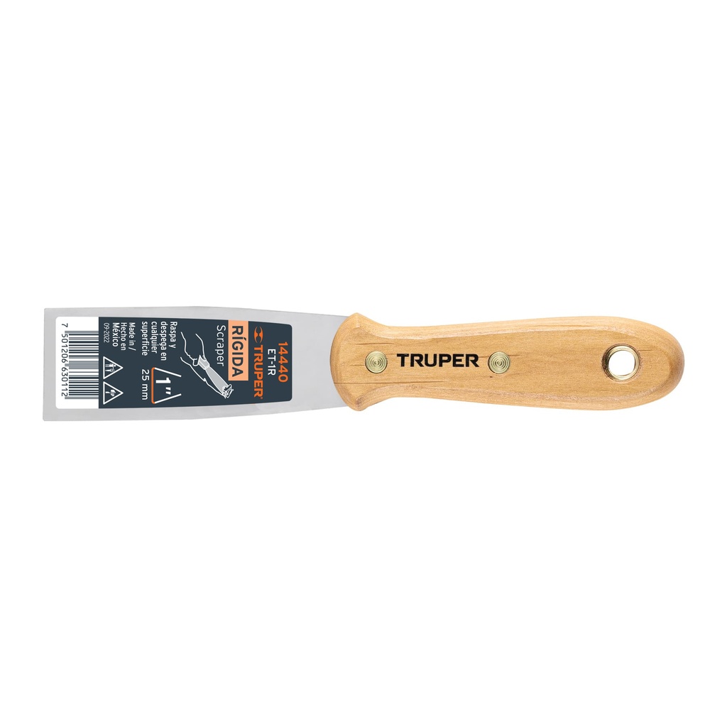 Espátula rígida 1' con mango de madera, Truper