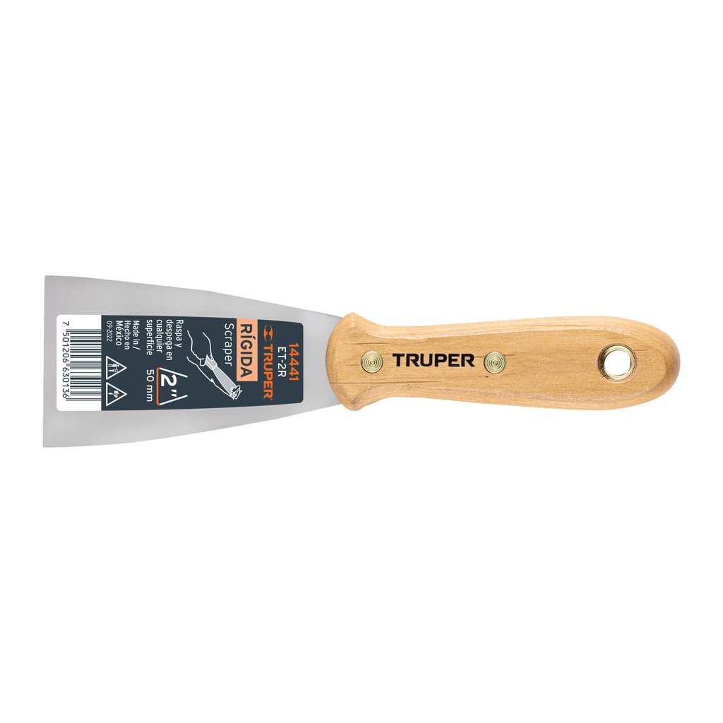 Espátula rígida 2' con mango de madera, Truper