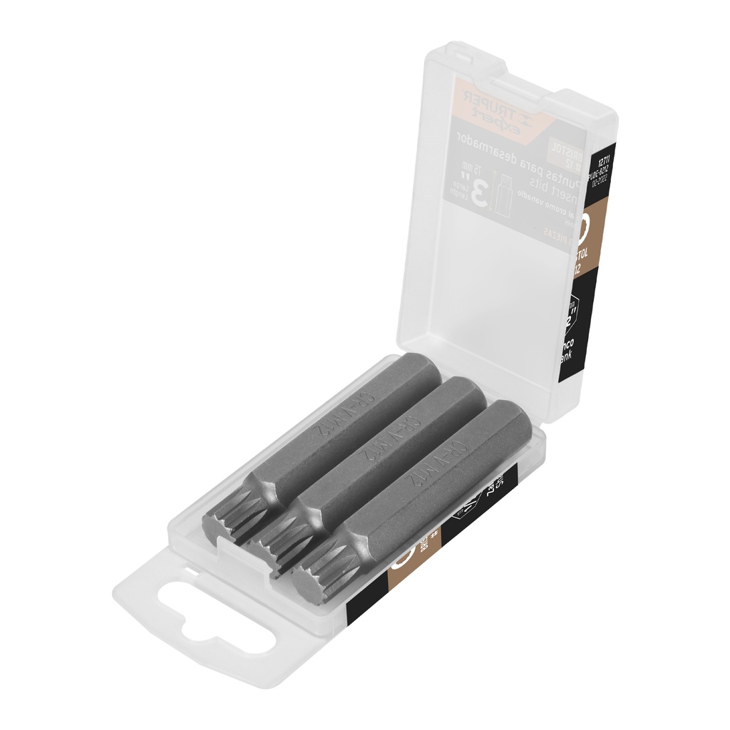 Estuche con 3 puntas bristol M12 largo 3', Truper Expert - Pag 327