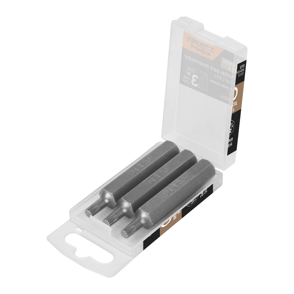 Estuche con 3 puntas bristol M6 largo 3', Truper Expert