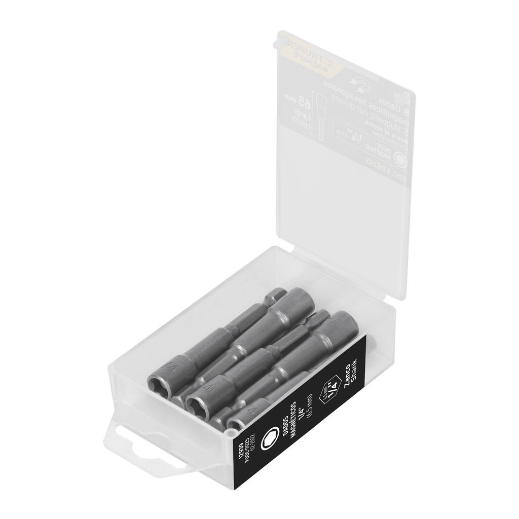 [T12939] Estuche con 5 dados magnéticos de 1/4' largo 2-1/2', Expert