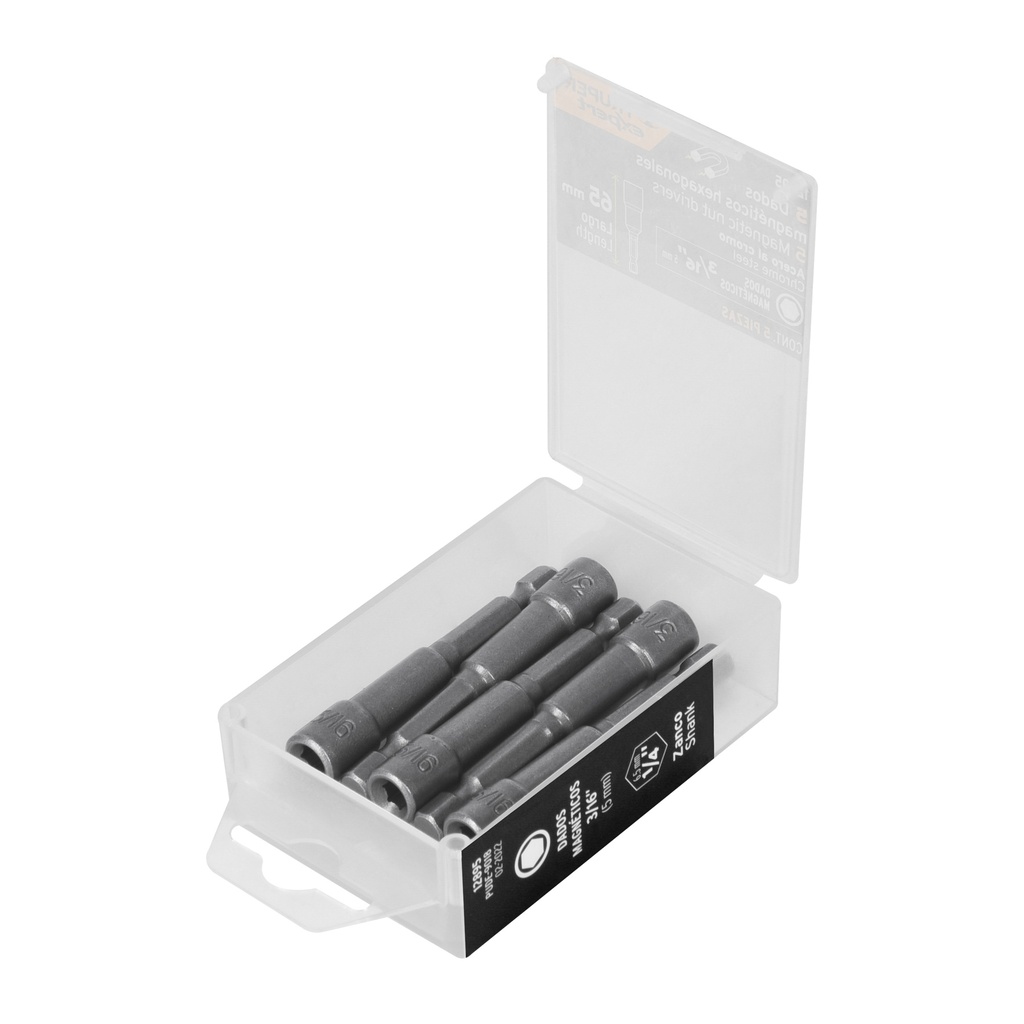 [T12895] Estuche con 5 dados magnéticos de 3/16' largo 2-1/2', Expert