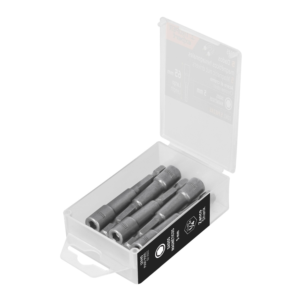 [T12945] Estuche con 5 dados magnéticos de 5 mm largo 2-1/2', Expert