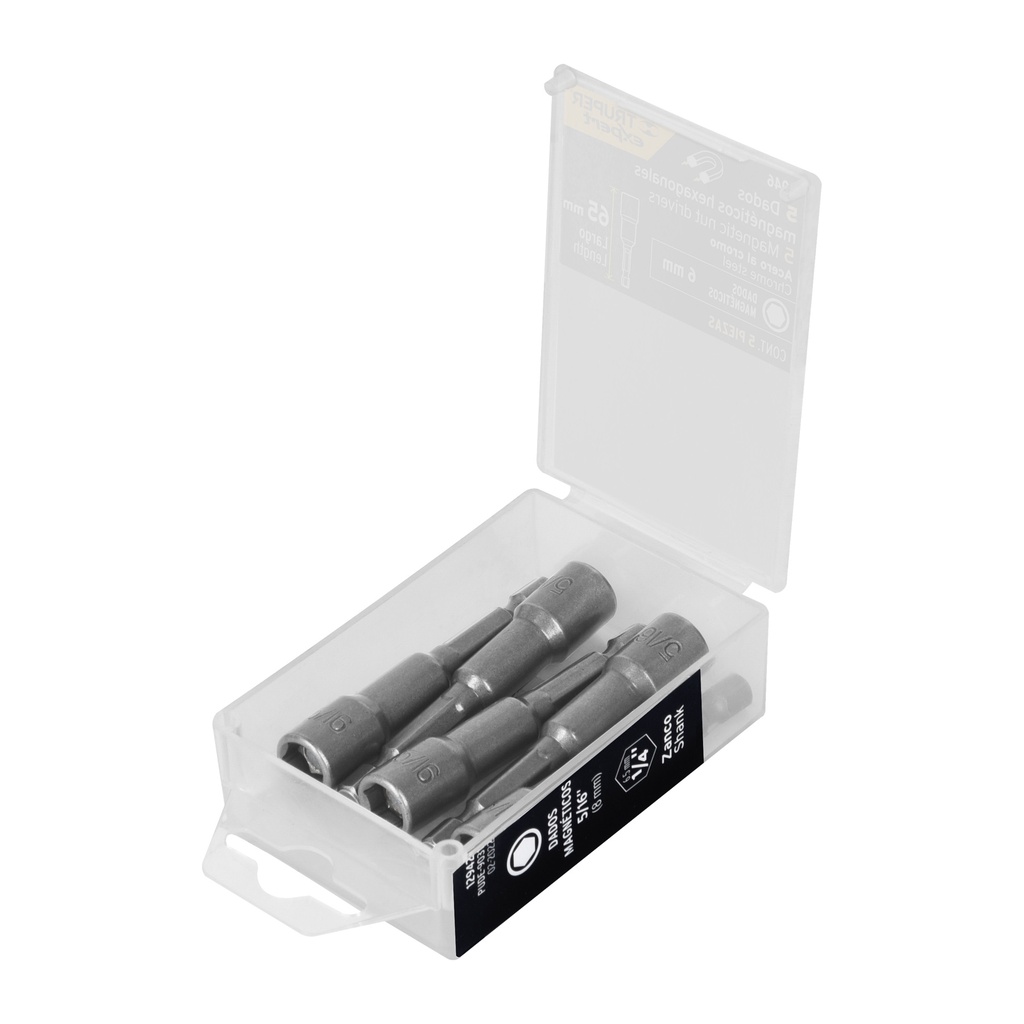 [T12946] Estuche con 5 dados magnéticos de 6 mm largo 2-1/2', Expert