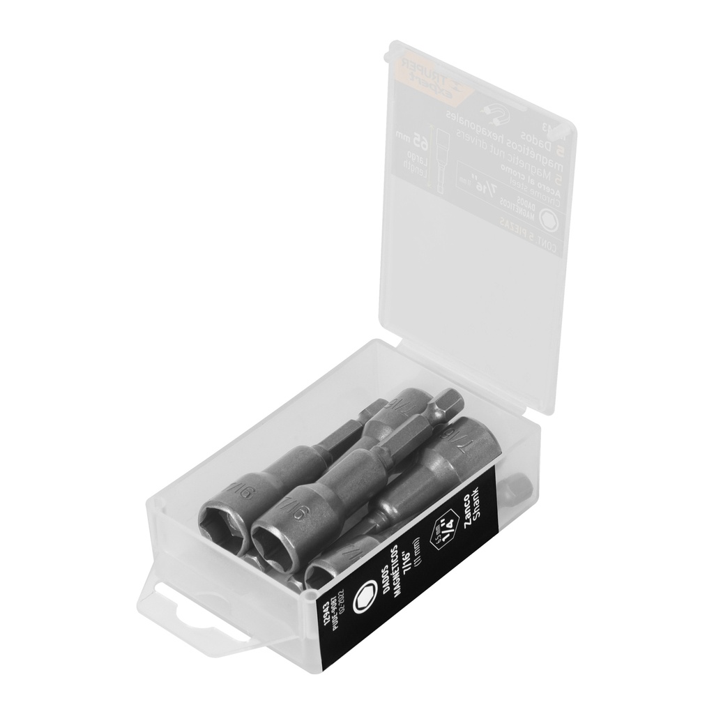 [T12943] Estuche con 5 dados magnéticos de 7/16' largo 2-1/2', Expert