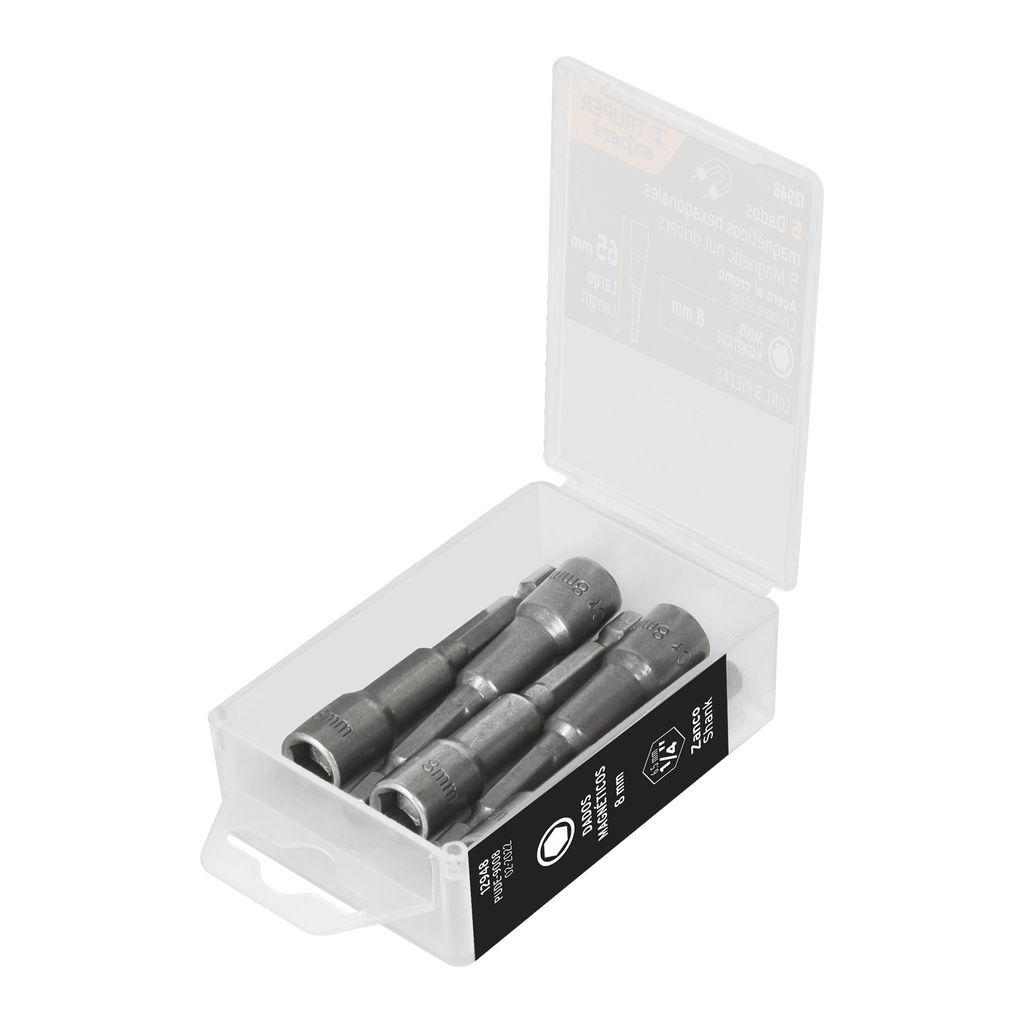 [T12948] Estuche con 5 dados magnéticos de 8 mm largo 2-1/2', Expert
