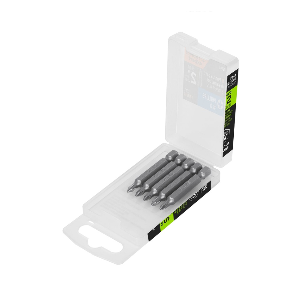 [T12144] Estuche con 5 puntas de cruz PH0 largo 2', Truper Expert - Pag 325