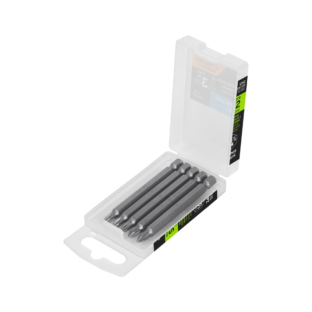[T12152] Estuche con 5 puntas de cruz PH1 largo 3', Truper Expert