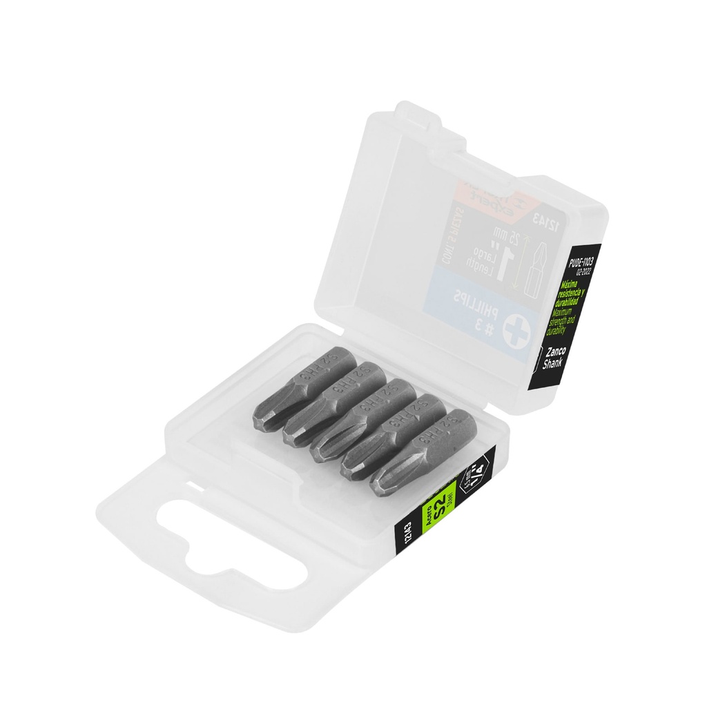 Estuche con 5 puntas de cruz PH3 largo 1', Truper Expert - Pag 325