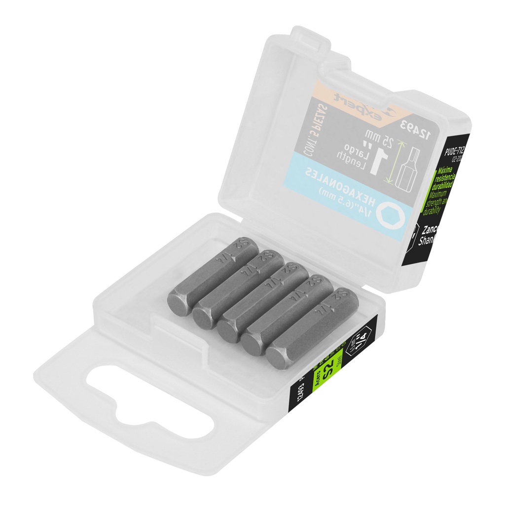 Estuche con 5 puntas hexagonales de 1/4mm largo 1', Expert - Pag 326