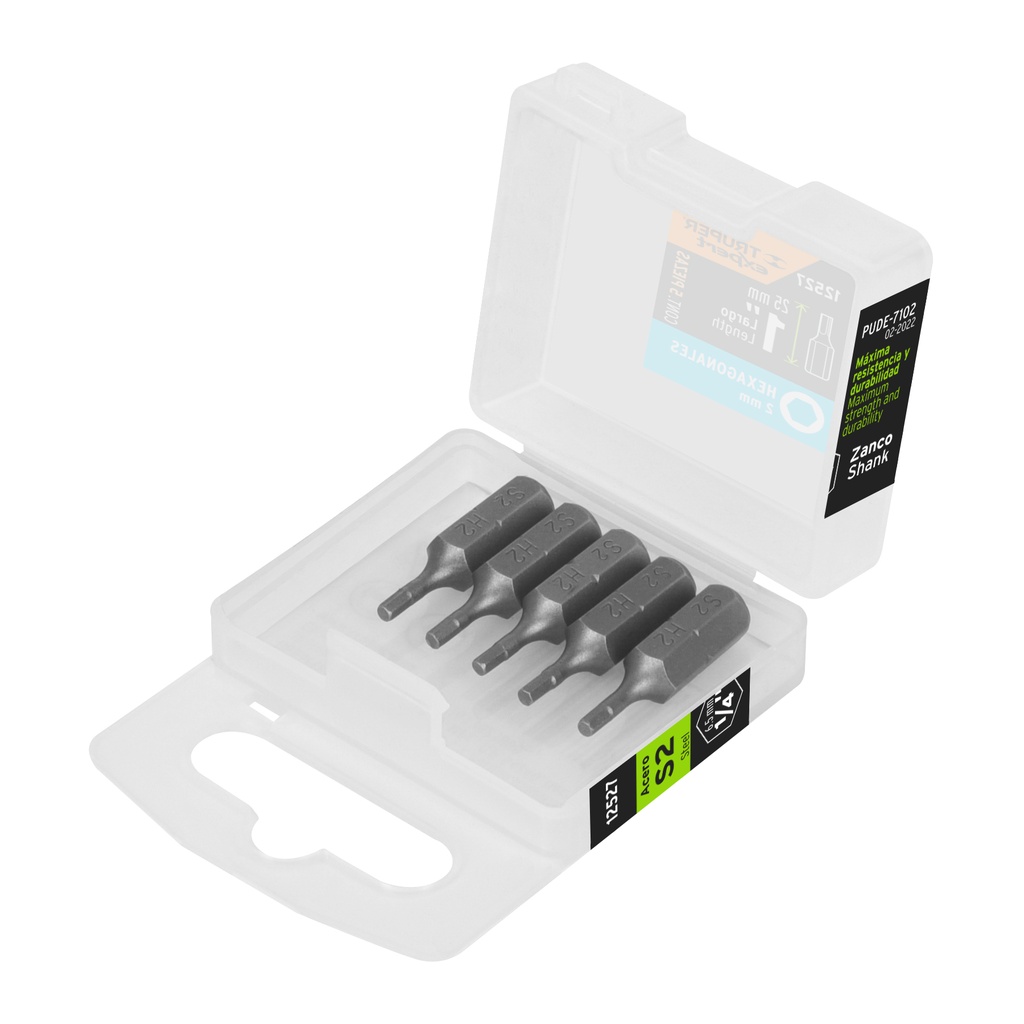 [T12527] Estuche con 5 puntas hexagonales de 2 mm largo 1', Expert - Pag 326