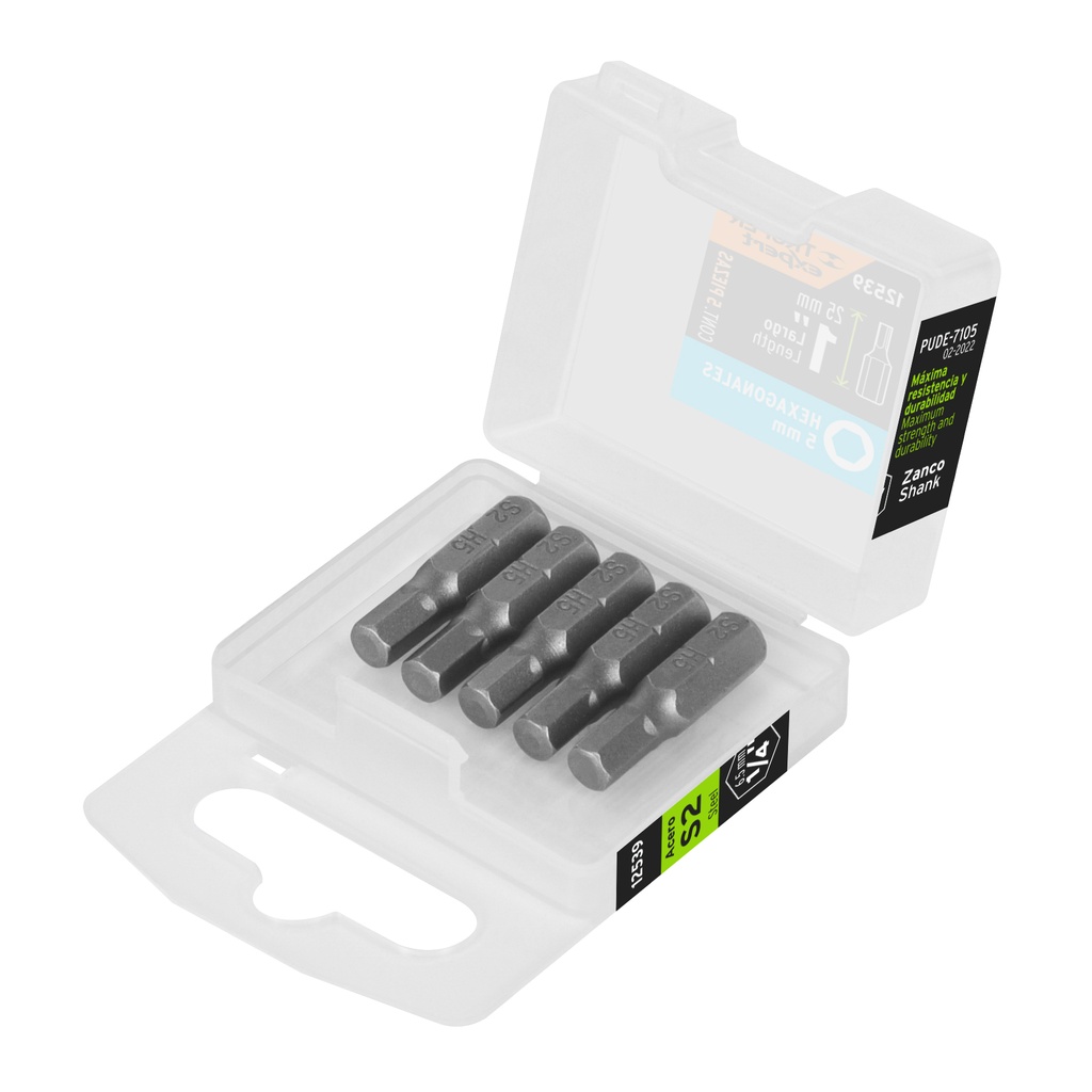 Estuche con 5 puntas hexagonales de 5 mm largo 1', Expert - Pag 326