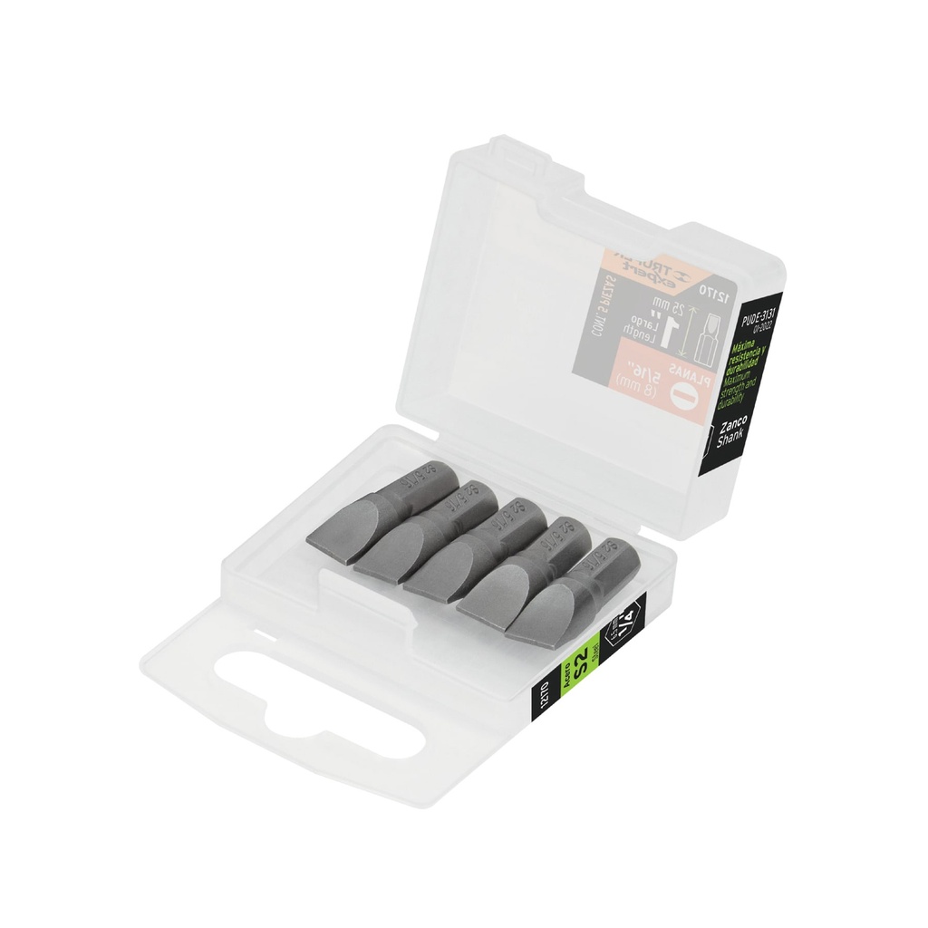 [T12170] Estuche con 5 puntas planas de 5/16' largo 1', Truper Expert