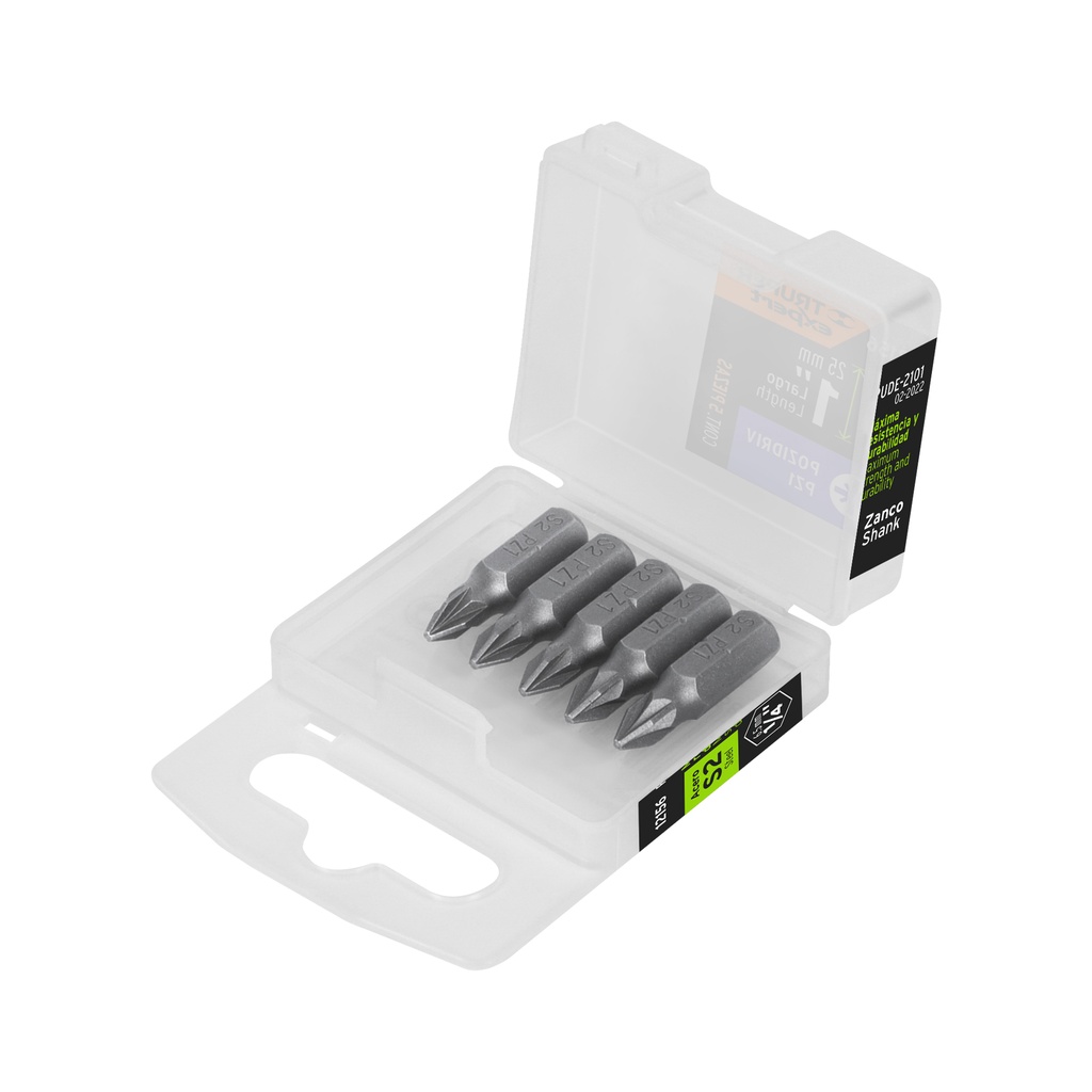 Estuche con 5 puntas pozidriv PZ1 largo 1', Truper Expert - Pag 328