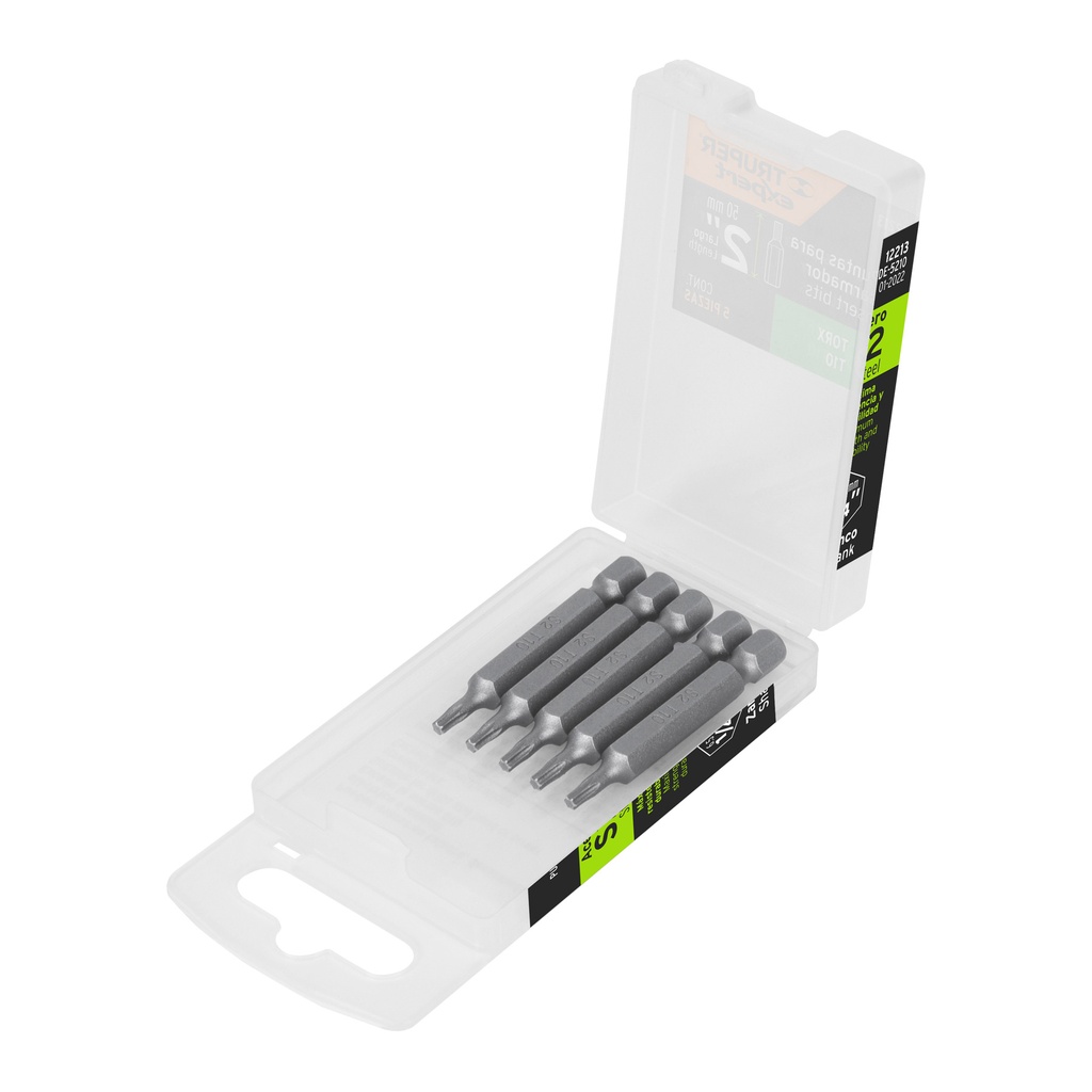 [T12213] Estuche con 5 puntas torx T10 largo 2', Truper Expert - Pag 327