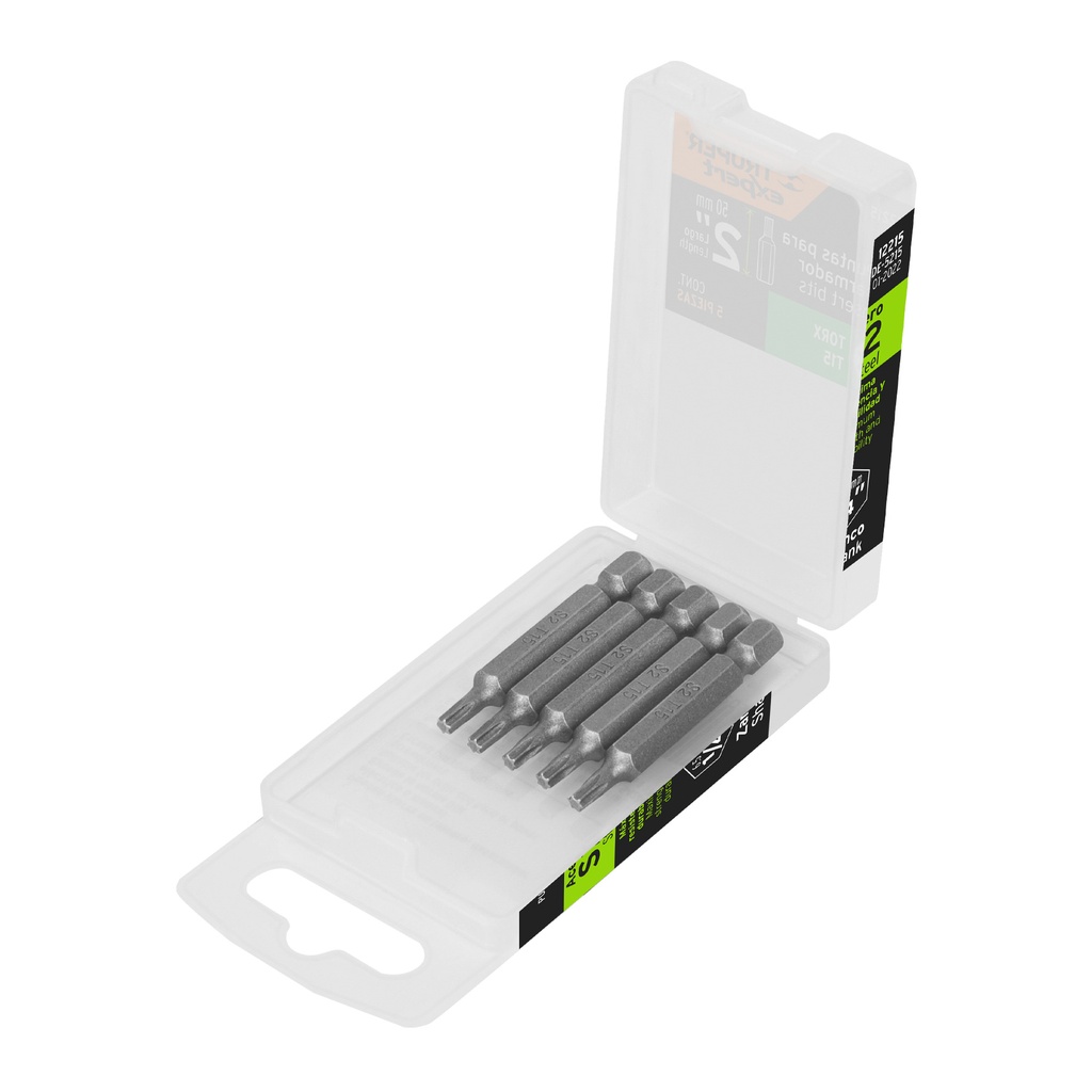 Estuche con 5 puntas torx T15 largo 2', Truper Expert - Pag 327