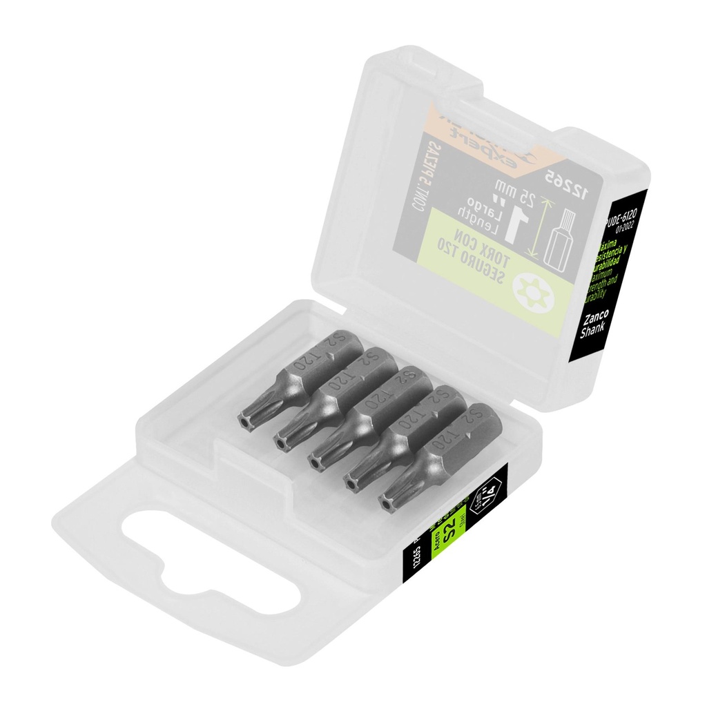 Estuche con 5 puntas torx T20 con seguro largo 1', Expert - Pag 421