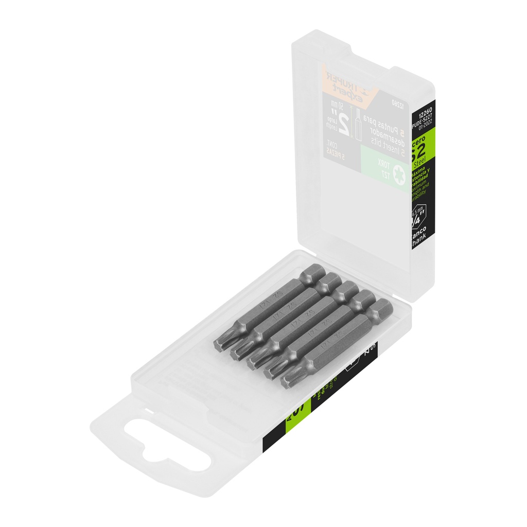Estuche con 5 puntas torx T27 largo 2', Truper Expert - Pag 327