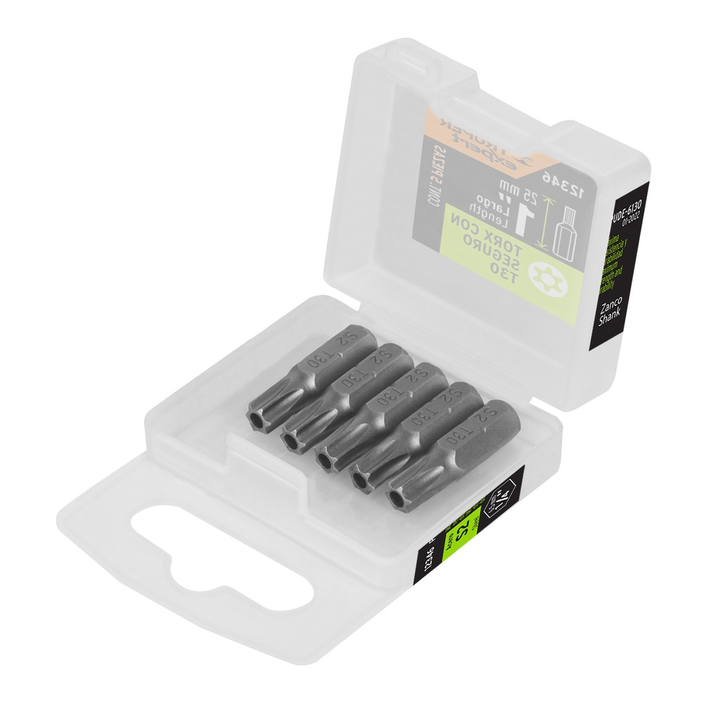 Estuche con 5 puntas torx T30 con seguro largo 1', Expert