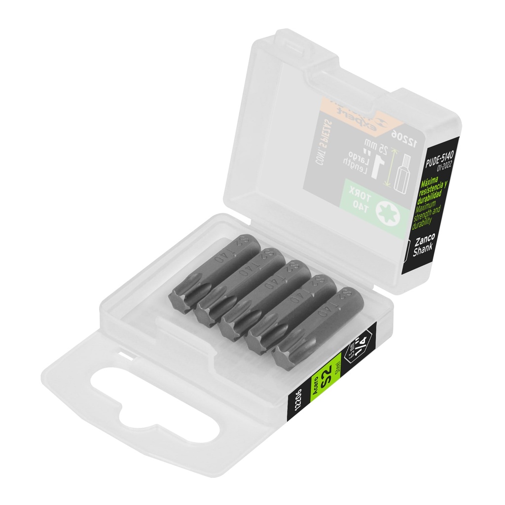 Estuche con 5 puntas torx T40 largo 1', Truper Expert