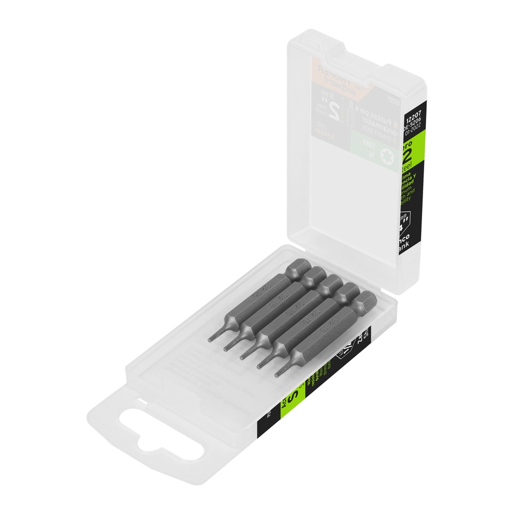 Estuche con 5 puntas torx T6 largo 2', Truper Expert