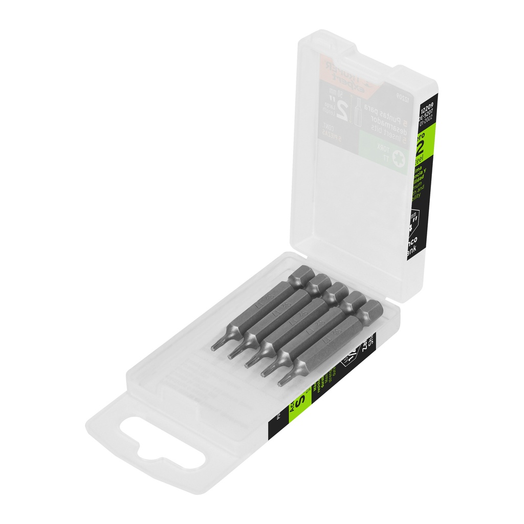 Estuche con 5 puntas torx T7 largo 2', Truper Expert - Pag 327